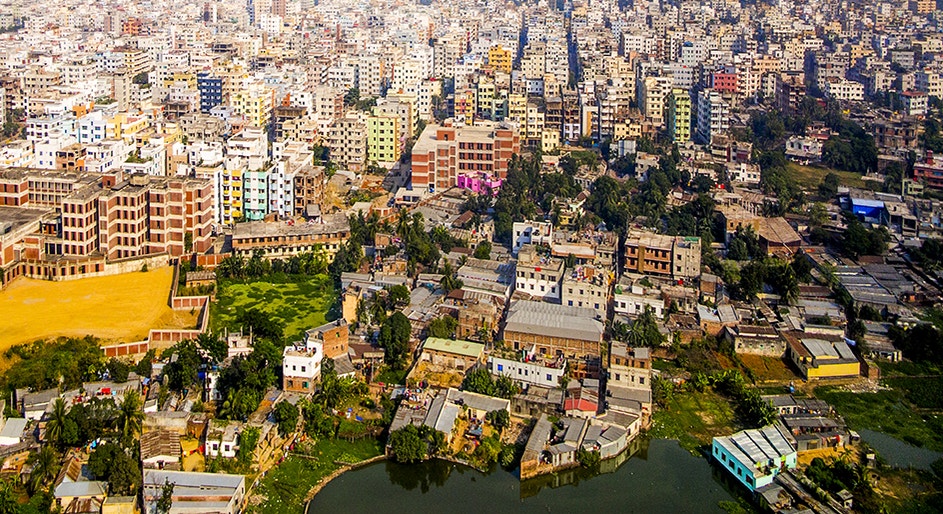 Aerial view of the city Dhaka