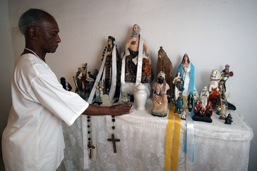 image title: Candomblé priest in Brazil