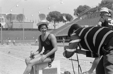 image title: Champion Australian swimmer Dawn Fraser