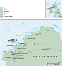 Giant's Causeway, Northern Ireland map