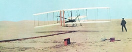 The first airplane flight took place near Kitty Hawk, North Carolina, in 1903. It
        lasted 12 seconds. photo
