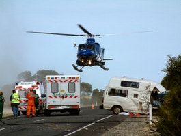Helicopters are used as ambulances to rush people to hospitals. photo