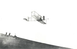 Orville Wright pilots glider photo